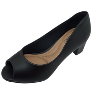 Sapato Scarpin Peep Toe Beira Rio Feminino Ponta Aberta Salto Médio Quadrado Linha Conforto Social Solado Antiderrapante