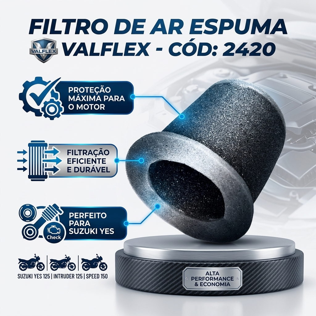 Filtro De Ar Elemento Espuma Sundown Max 125 2420 GSR 125 150i Sundown Max 125 Intruder 250 Katana 125 Kansas
