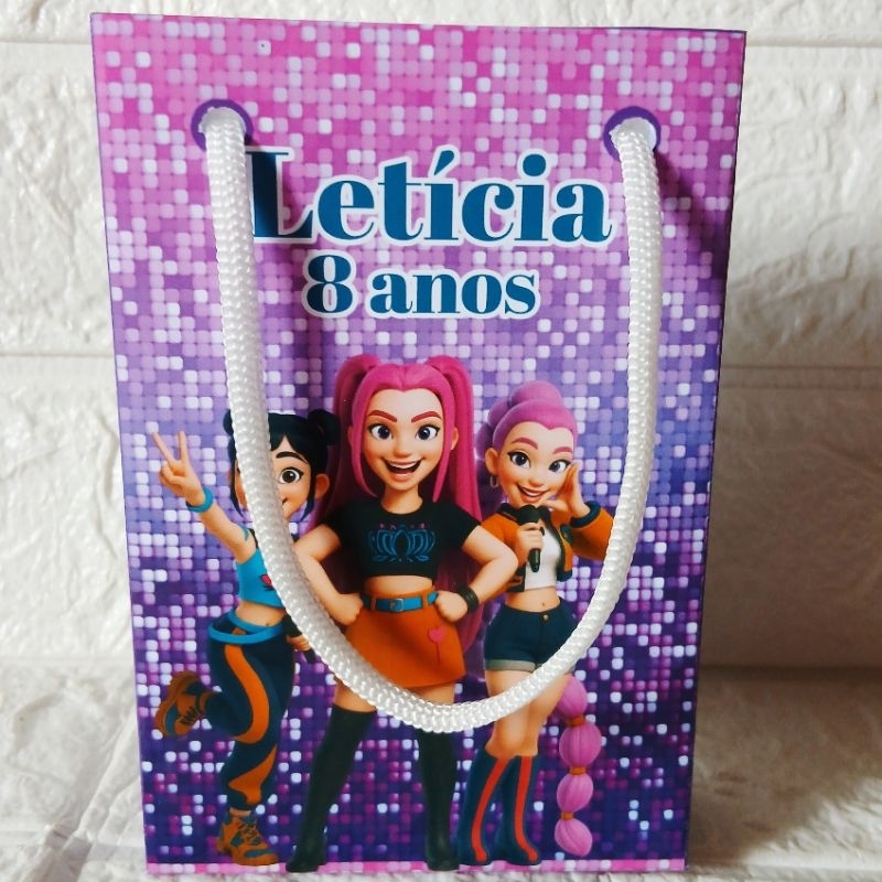 sacolinha personalizada guerreiras k pop aniversário •lembrancinhas festa infantil