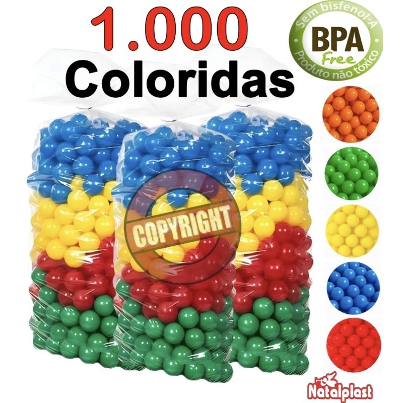 Pacotao 1000 Bolinhas Coloridas livres de BPA para piscina decorações não Amassam Natalplast