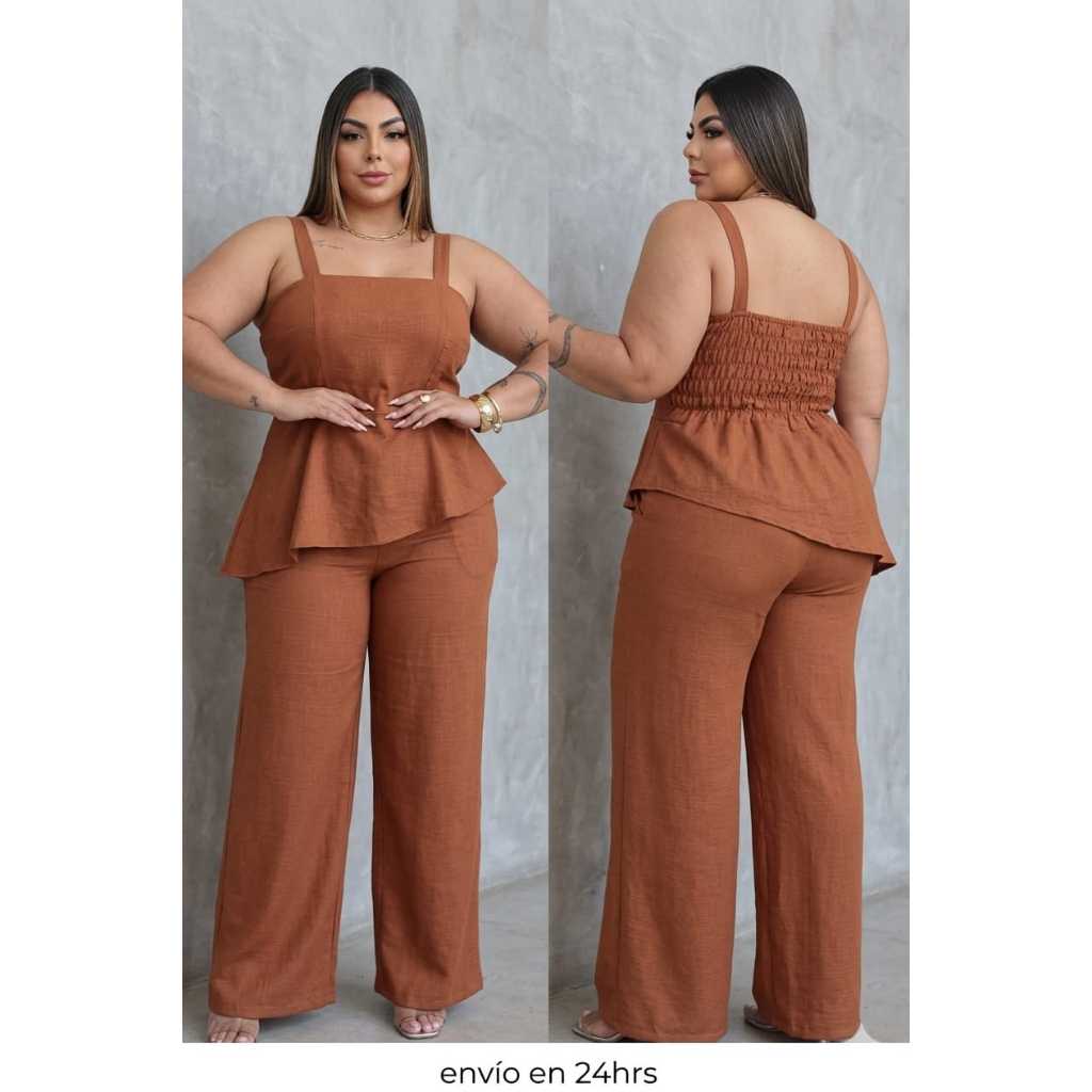 Conjunto Feminino Assimétrico Calça e Blusa Plus Size