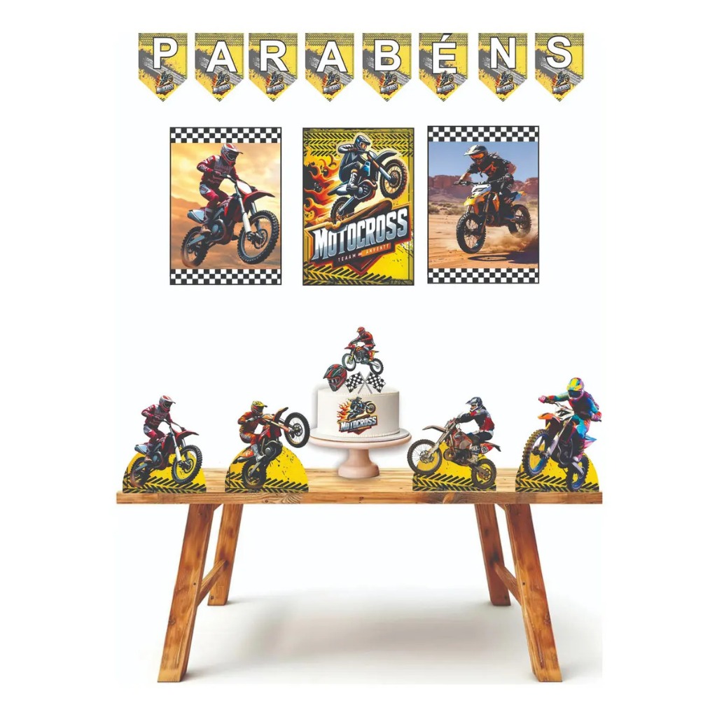 Kit festa em casa personalizado fazemos todos os temas Moto Cross