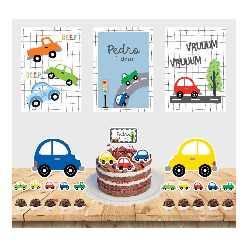 Kit festa em casa personalizado fazemos todos os temas carros trânsito