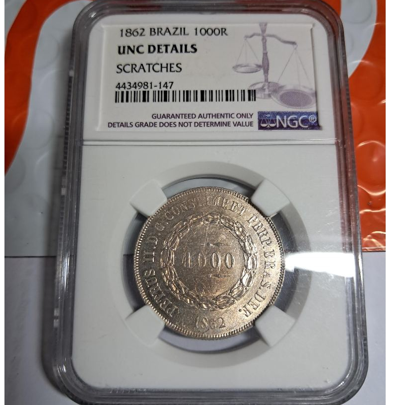 Moeda de Prata do Brasil Império - 1862 - Prata 916,7% 12,75gr 30,00mm certificada
