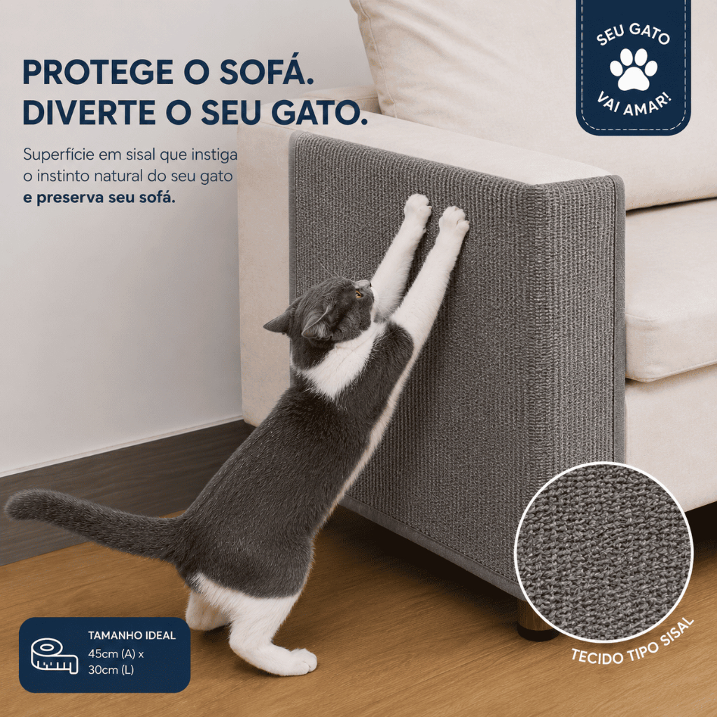 Arranhador Adesivo para Gatos Protetor de Sofá Cama Parede Porta Resistente Carpete Premium 60x30cm
