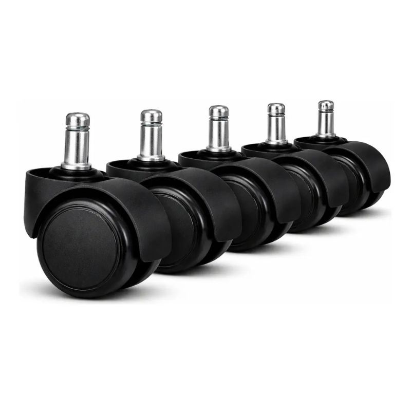 Kit 5 Rodinhas Rodízio Cadeira Escritório Silicone Anti Risco Preto