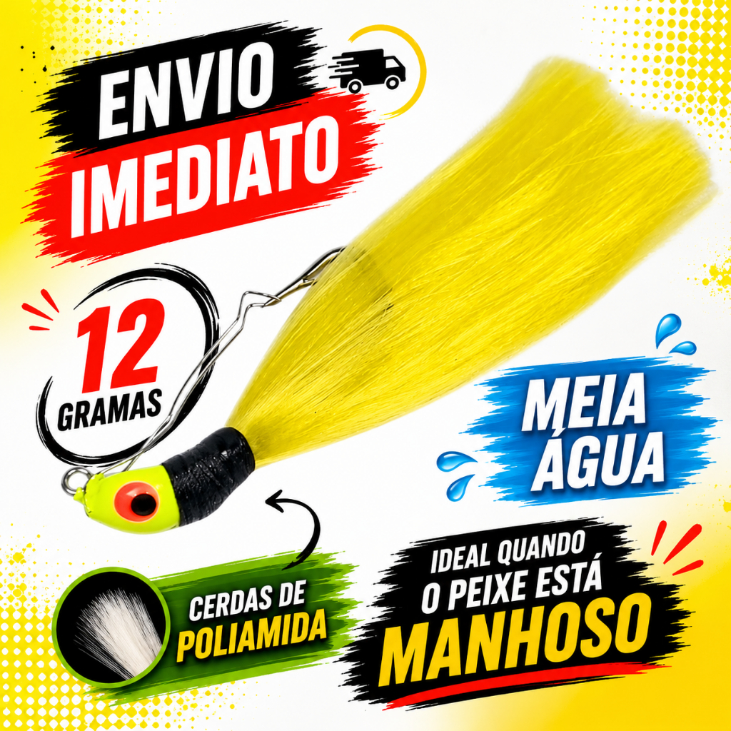 Isca Artificial Jig 12g Anti Enrosco Xuxinha Penacho Peninha Killer Pesca Tucunaré Robalo Traira