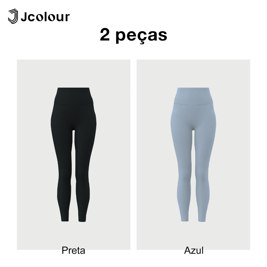 Jcolour Calça Legging Canelada Premiu de Cintura Alta Com Costu Academia Feminina Elástica e Fitnes