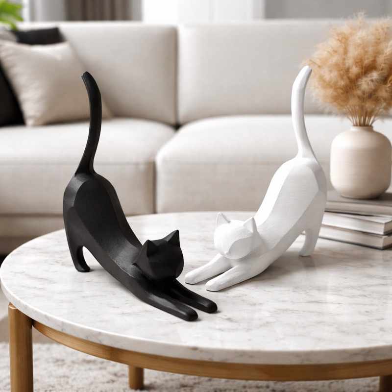 Escultura Gato Decorativo Moderno Premium Minimalista Elegante Decoração Sofisticada Casa Luxo