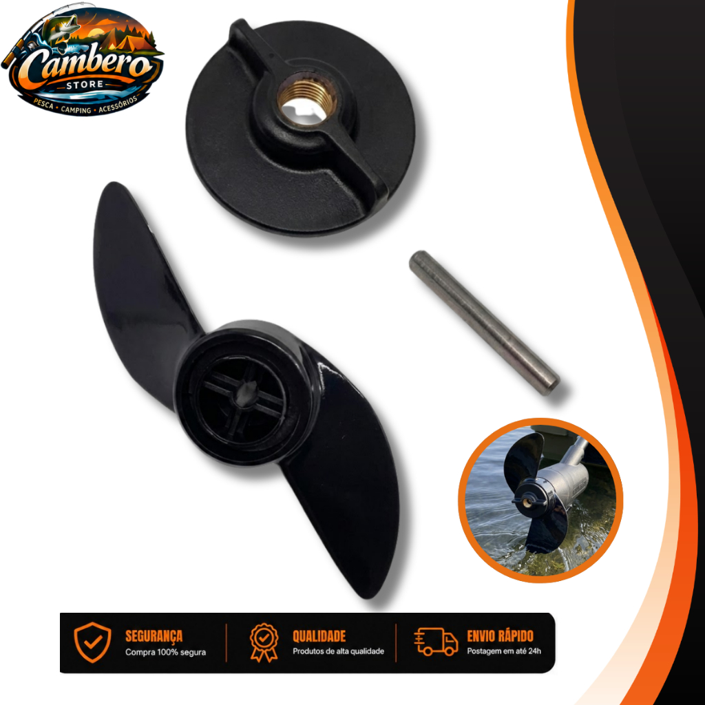 Kit Hélice 2 Pás Pino E Porca Motor Elétrico Phantom 34 Lbs