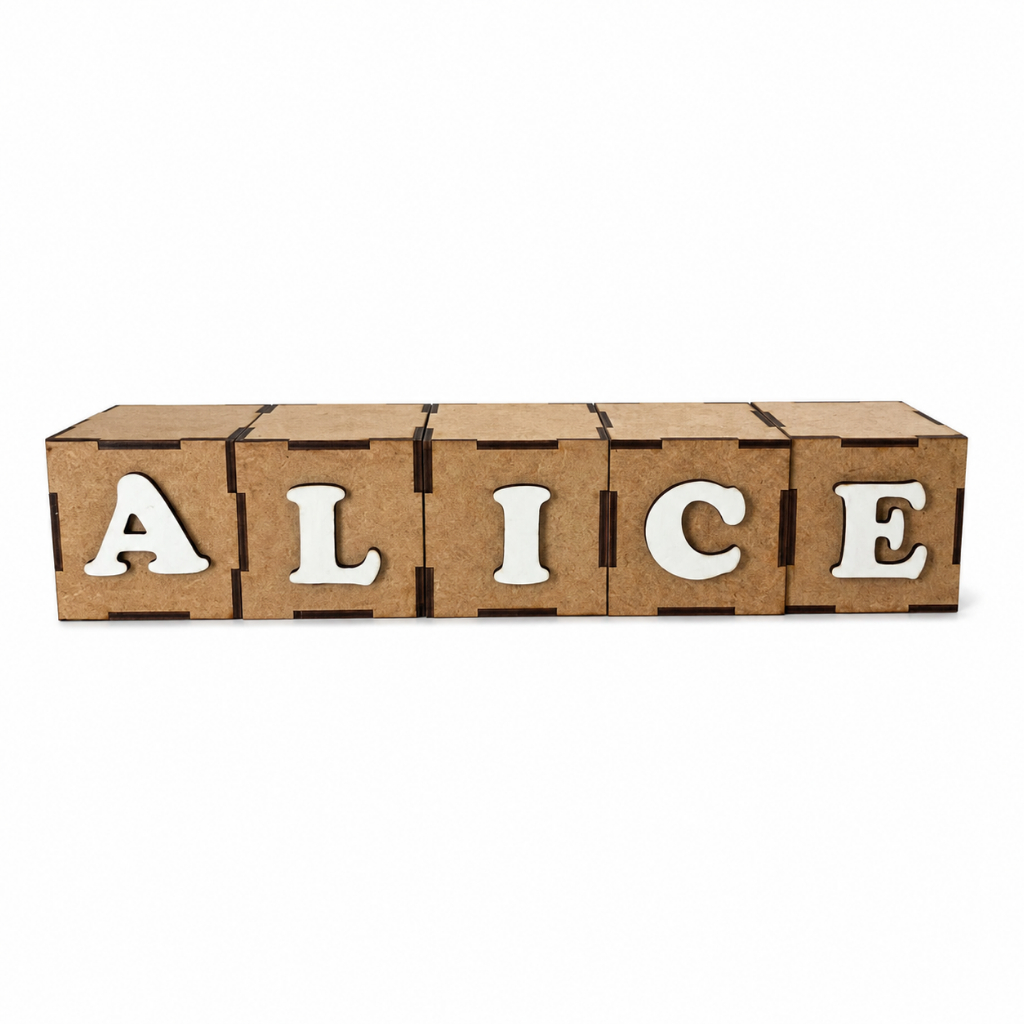 Letras Brancas em Cubos MDF cru 7cm nome Personalizado Quarto bebe Decoração cha de Bebe kit