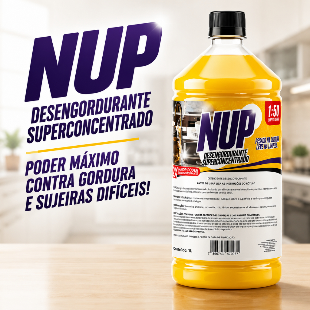 Desengordurante Concentrado 1L Rende Até 50 Litros Limpeza Pesada NUP