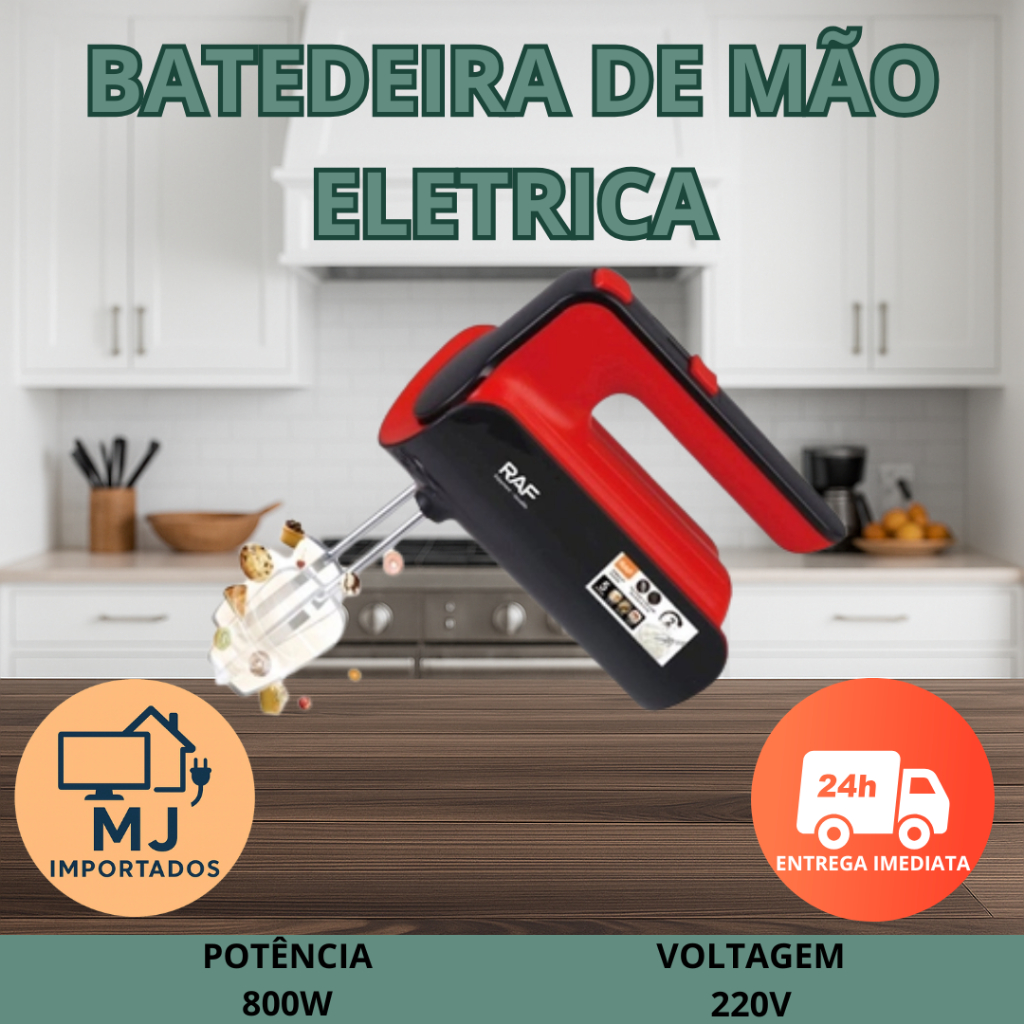 Batedeira de Mão Elétrica 800W RAF – Super Potente, 220V e Design Moderno