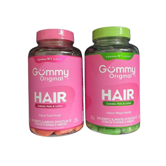 Kit 2 Potes Gummy Hair Vitamin Maça Verde + Tutti Frutti