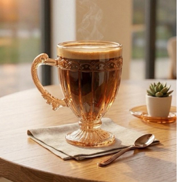 Jogo de Xícaras Caneca 200ml Transparente e Âmbar Para Capuccino Chá Café