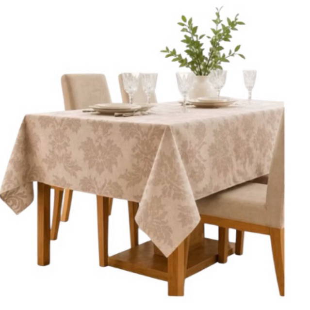 Toalha de Mesa Luxo Macia Jacquard Retangular 4, 6 e 8 Lugares - Tecido Premium para Jantar e Eventos