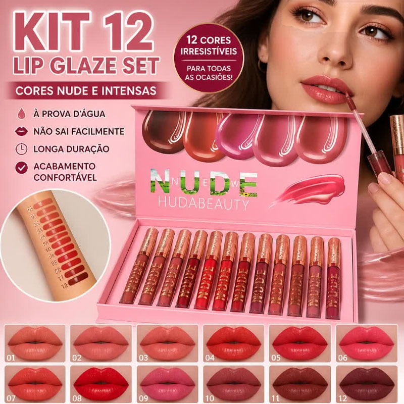 GR KIT12pc LipGlaze Set Batom estilo estudante à prova d'água à de suor não desbota facilmente L-0206
