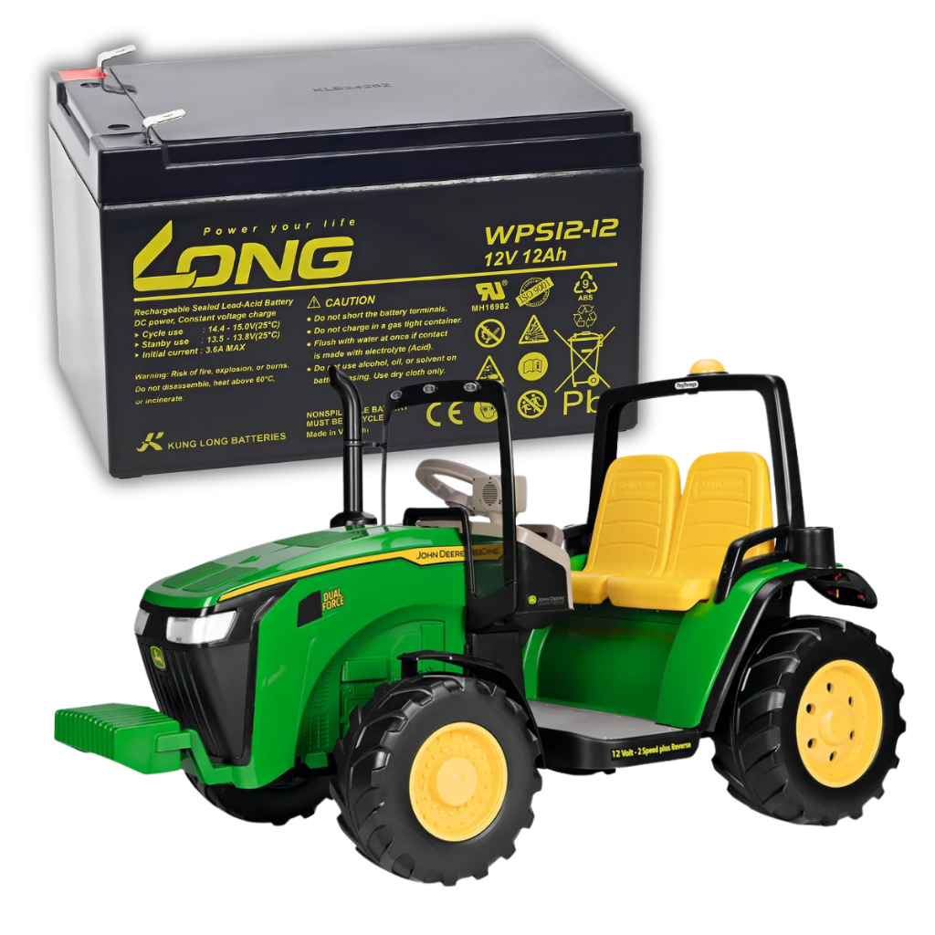 Bateria Long Nova 12v12Ah para Trator Elétrico Peg Perego John Deere Dual Force Pronta Entrega