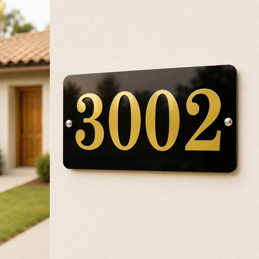 Placa Numero Casa Endereço Moderna, Fachada Residencial Luxo, ACM e Acrílico Personalizado Destaque.