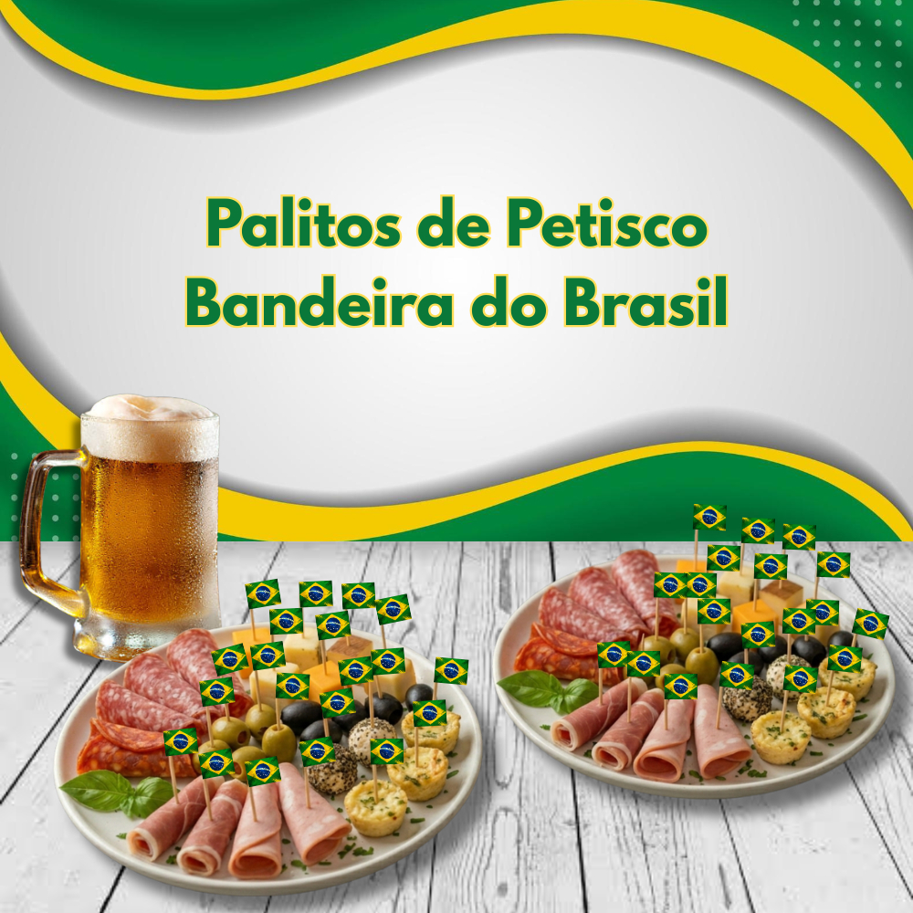 Palito para Petiscos Palito de dente BANDEIRA DO BRASIL Copa do Mundo 2026