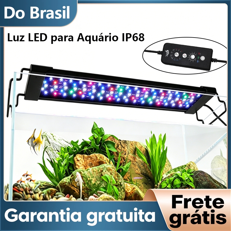 NewPet Luz LED para Aquário IP68, Suporte Extensível, Espectro Total com Modo DIY e Timer com Memória de Brilho