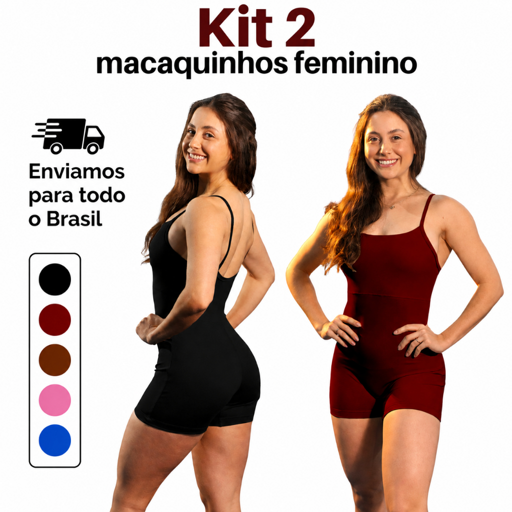 KIT 2 Macaquinho feminino  (Zero Transparência) para a academia exercícios ao ar livre