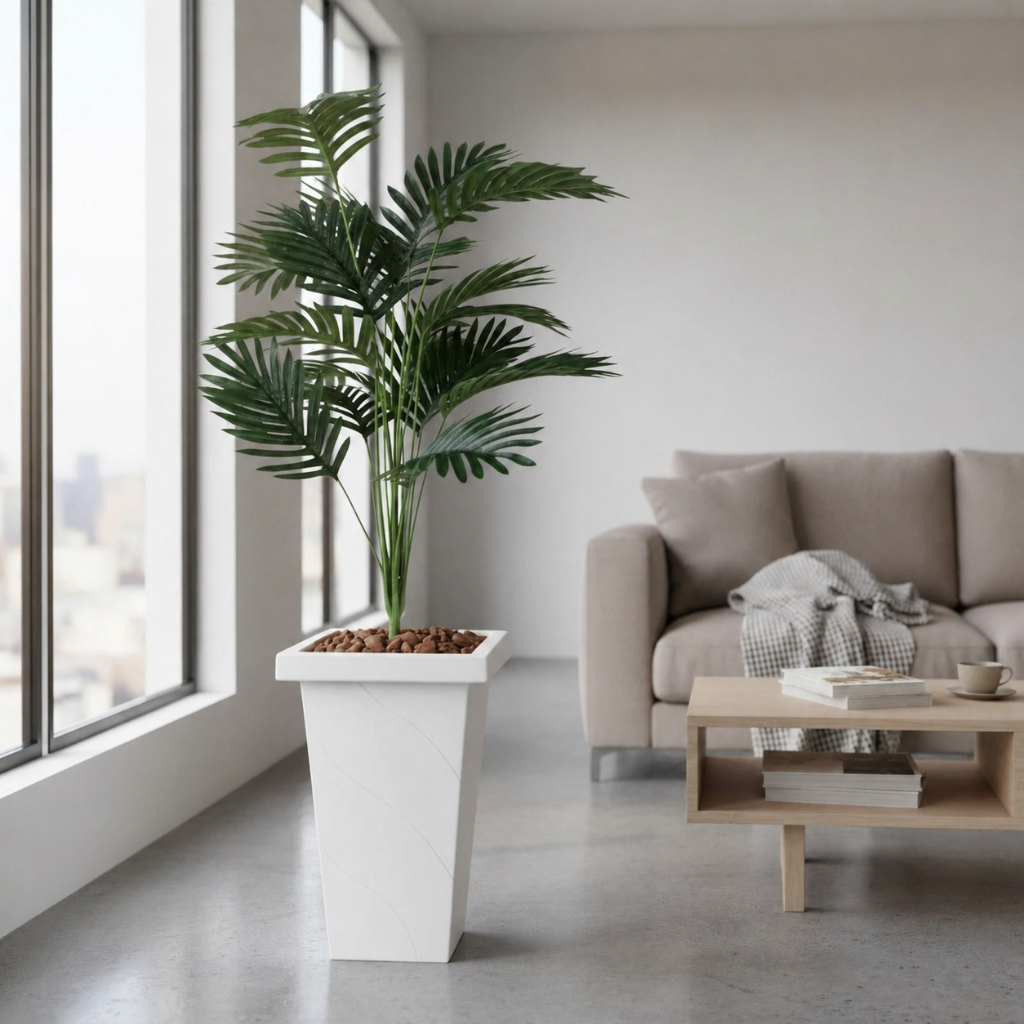Planta Palmeira Artificial  1 metro Com Vaso Grande + Pedras Decoração Sala