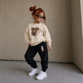 Conjunto De Frio Menina Moletom Flanelado Onça E Coração Quentinho Premium Sem Capuz