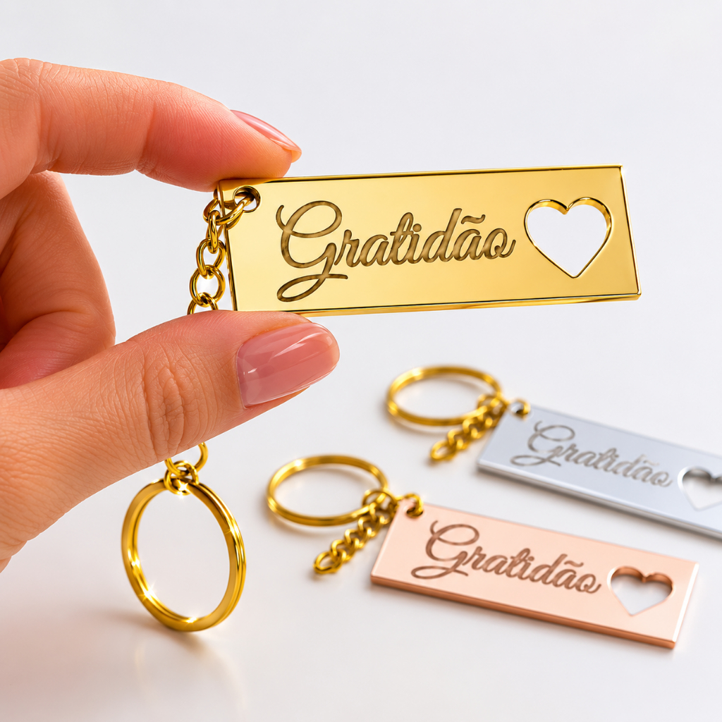 Kit Chaveiro de Acrílico Espelhado Lembrancinha Personalizado