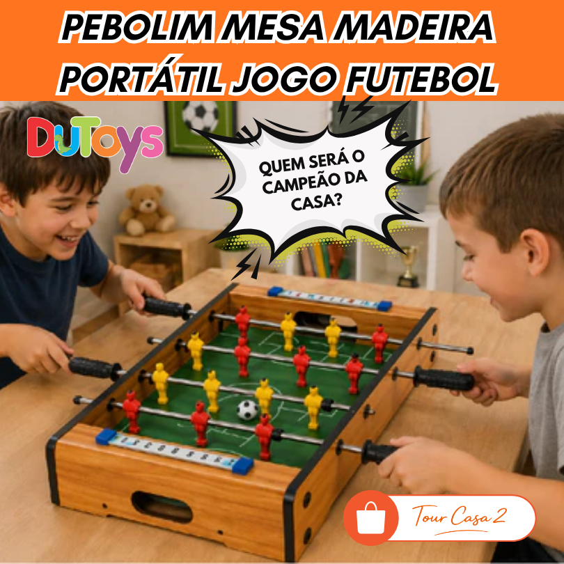 Pebolim Infantil Mesa Futebol Copa do Mundo Brinquedo Educativo Madeira com 2 Bolinhas