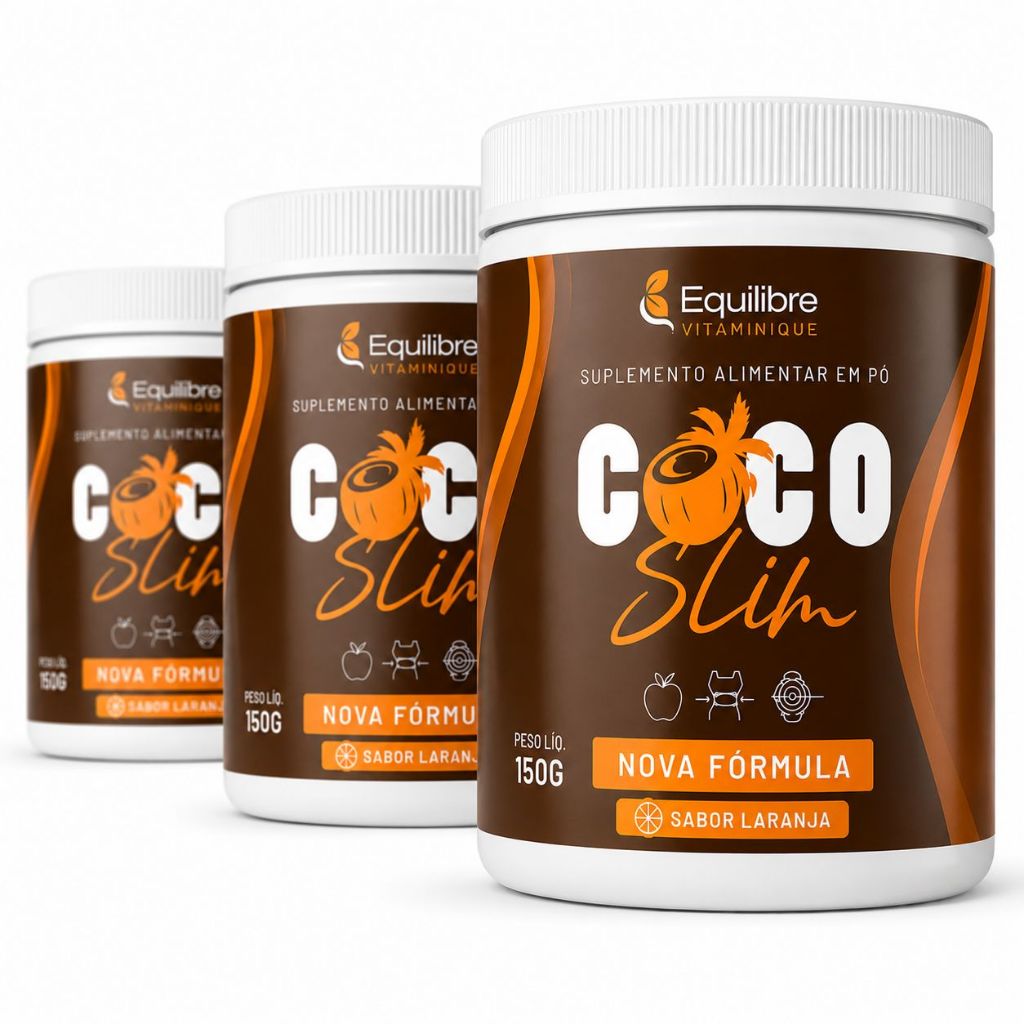 3 Coco Slim | 150g | Pó Sabor Laranja | Beta Alanina + Gengibre + Beterraba + Taurina | Energia e Leveza
