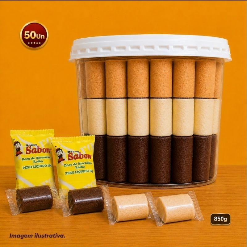 Paçoca Rolha Tradicional no Pote – Doce de Amendoim Cobertura Chocolate | Kit com 50 Unidades