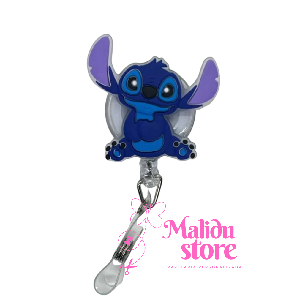 Porta Crachá Retrátil Roller Clip Personalizados TemáticoStitch Angel Fofo Aloha