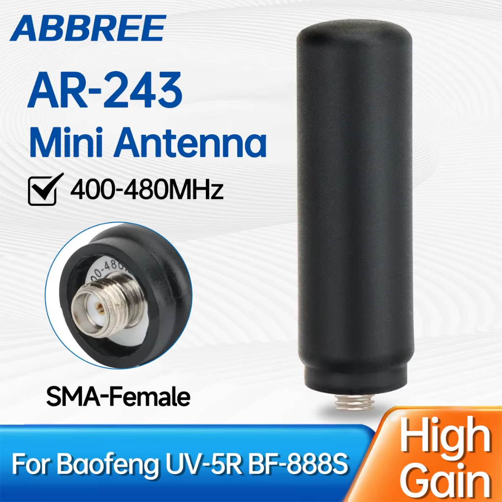 ABBREE AR-243 Mini Antena SMA-Fêmea UHF 400-480MHz Alto Ganho Para Baofeng Ham Radio BF-888S UV-5R UV-32