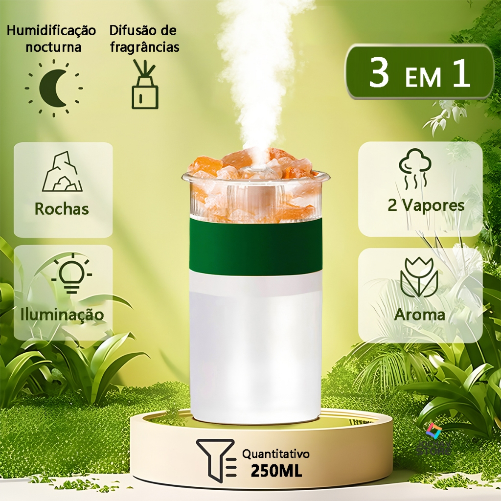 Difusor Aromatizador De Ambiente Umidificador De Ar Bivolt Ultrassônico Portátil Eletrico USB Com Luz Noturna Colorida