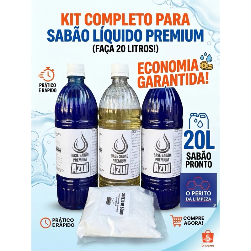 Base kit sabão líquido - Faz 20 litros de lava roupas - O PERITO DA LIMPEZA