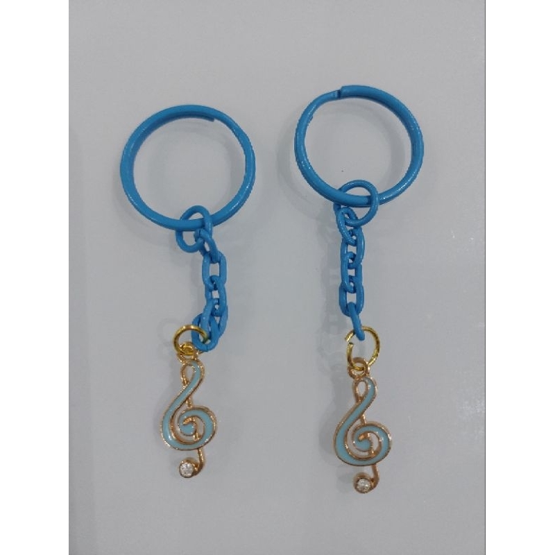 2 unidades Chaveiro Argola 23mm Azul pingente Nota Musical Clave de Sol azul