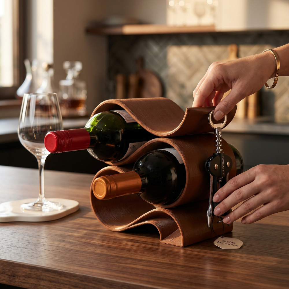 Adega de Mesa MOGI com gancho para Saca Rolhas | Mesa Bancada Pratileira | Vinho Cachaça Licores