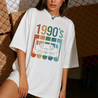 Camiseta Oversized Feminina Camisa Streetwear Estilosa Sobre Legging Blusao Comprido 1990'S CS