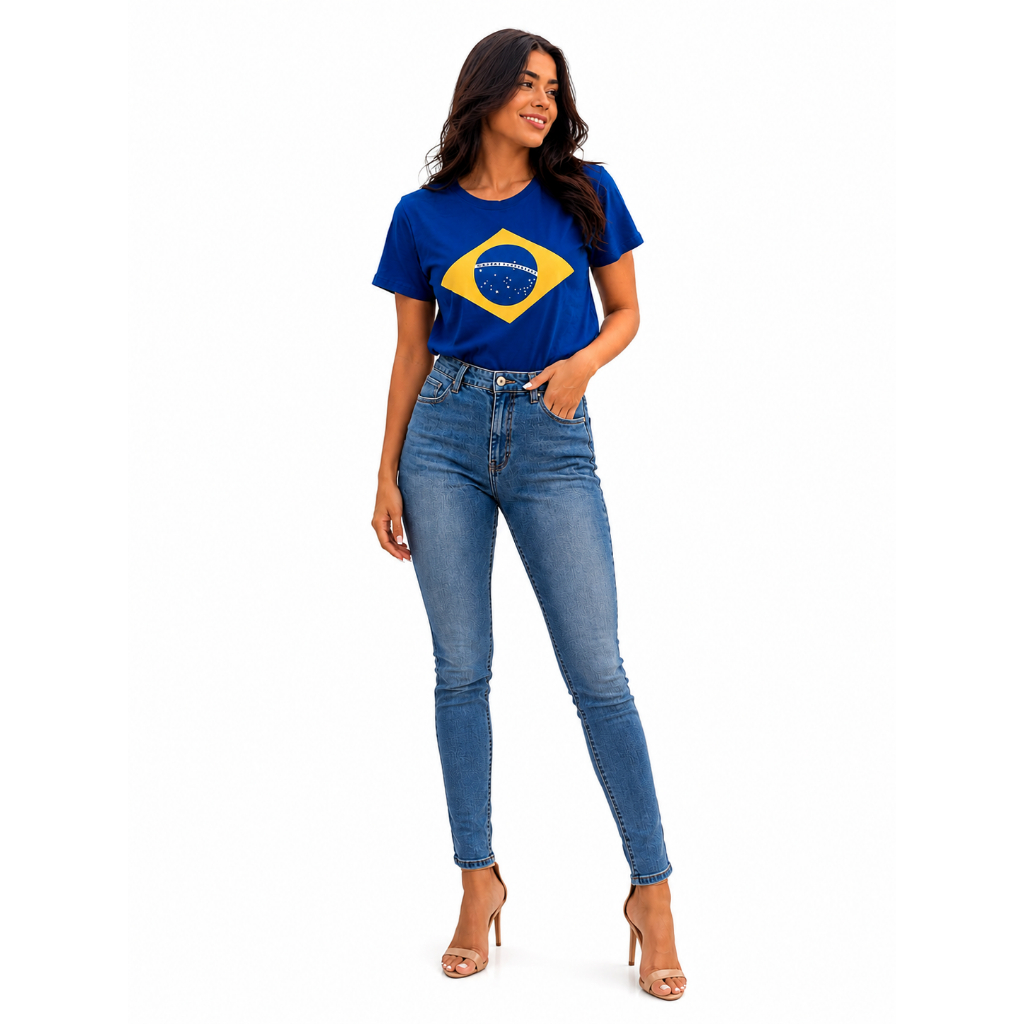 Blusa Brasil feminina Camiseta bandeira do Brasil Camisa Copa Camiseta seleção brasileira Copa do Mundo