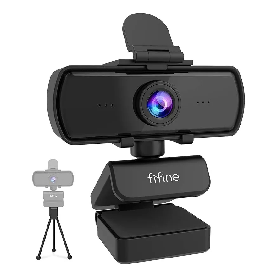 Webcam Fifine K420 2k 1440p USB c/ Tripé e Microfone Embutido