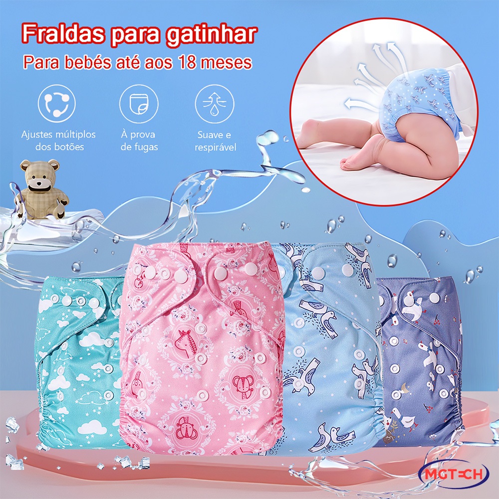 Fralda Ecológica Reutilizável Ajustável Impermeável