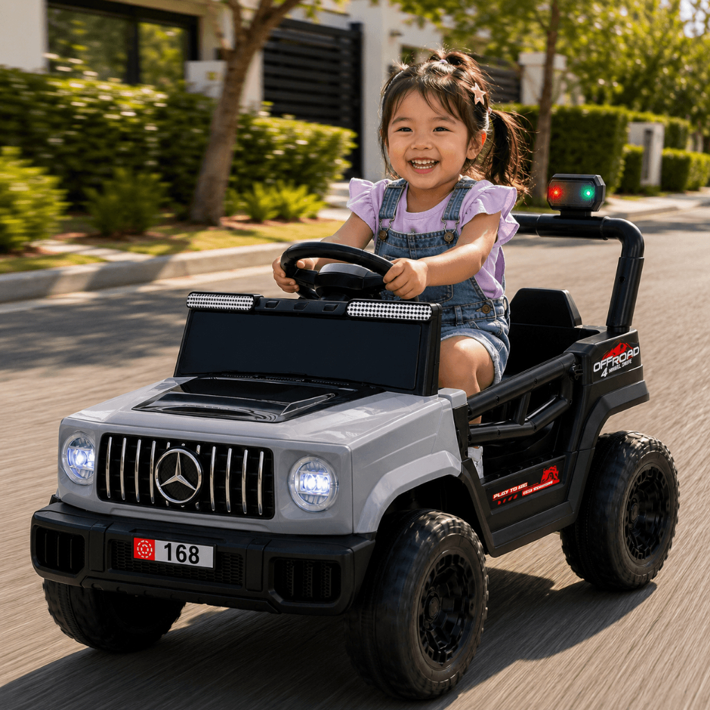 Carrinho Eletrico Infantil Bang Toys Jipe Max Kids Cinza 6V Controle