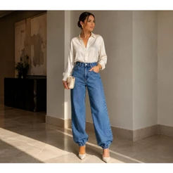 Calça Jogger Jeans com elástico