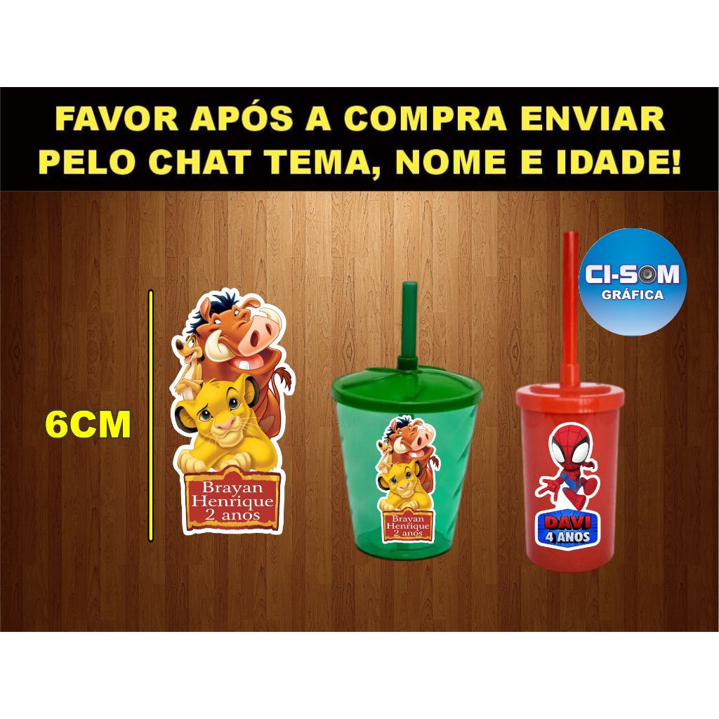 Adesivo 6cm para copo Short Drink e Twister 200ml