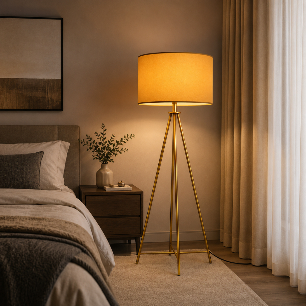 Abajur De Chão Tripé Everest 40x40x165 Luminária De Chão Decoração Sala Quarto