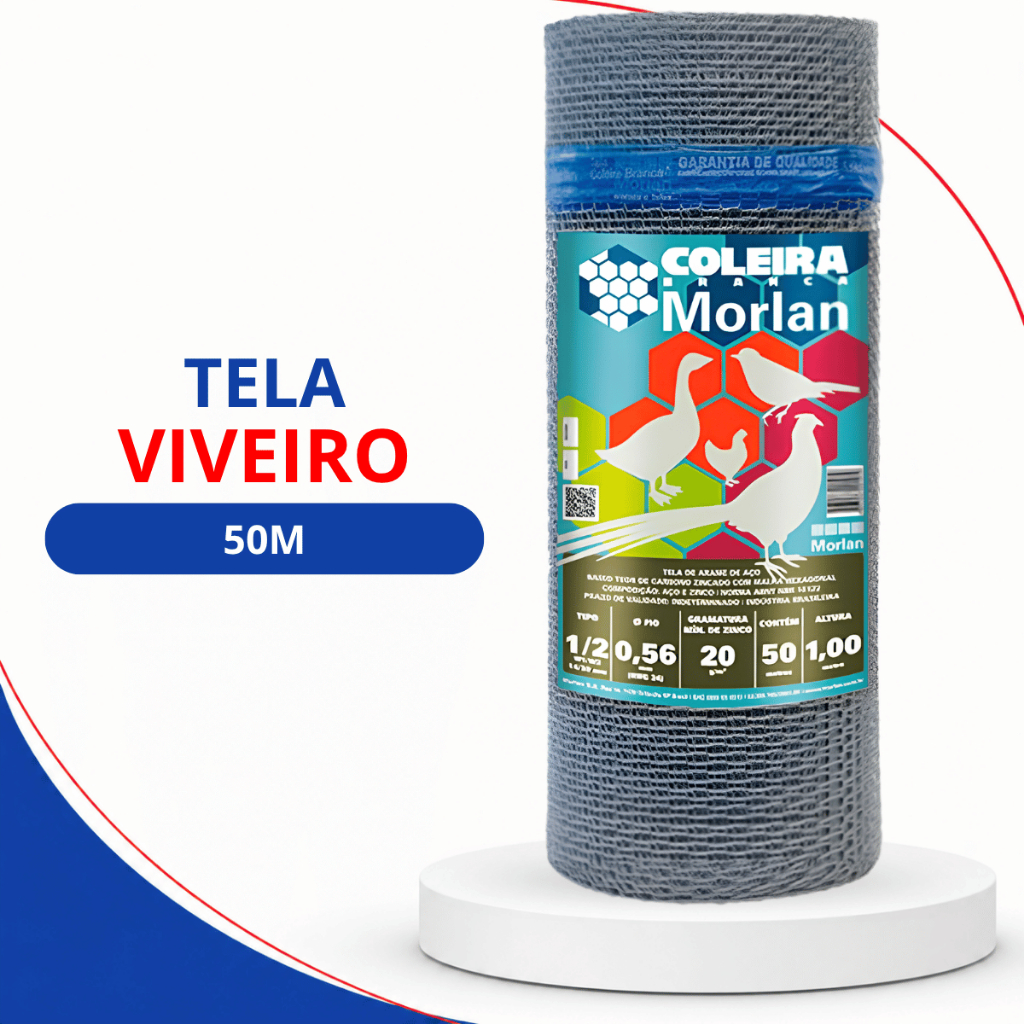 Tela Viveiro Morlan 60cm/80cm/1m x 50m Fio 26 Zincada