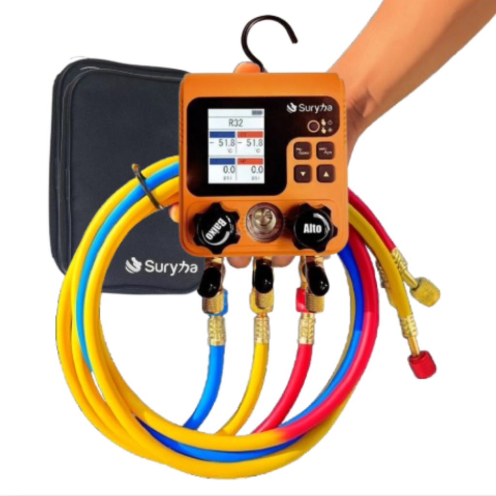 Manifold Digital Smart Suryha 92 Tipos de Fluidos + 3 Mangueiras 90cm