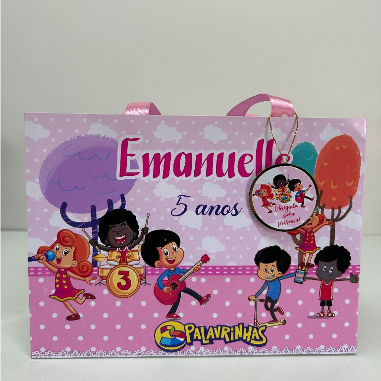 Sacolinha Personalizada 3 Palavrinhas  Tam G - Lembrancinhas de aniversários - Lembrancinha de festa