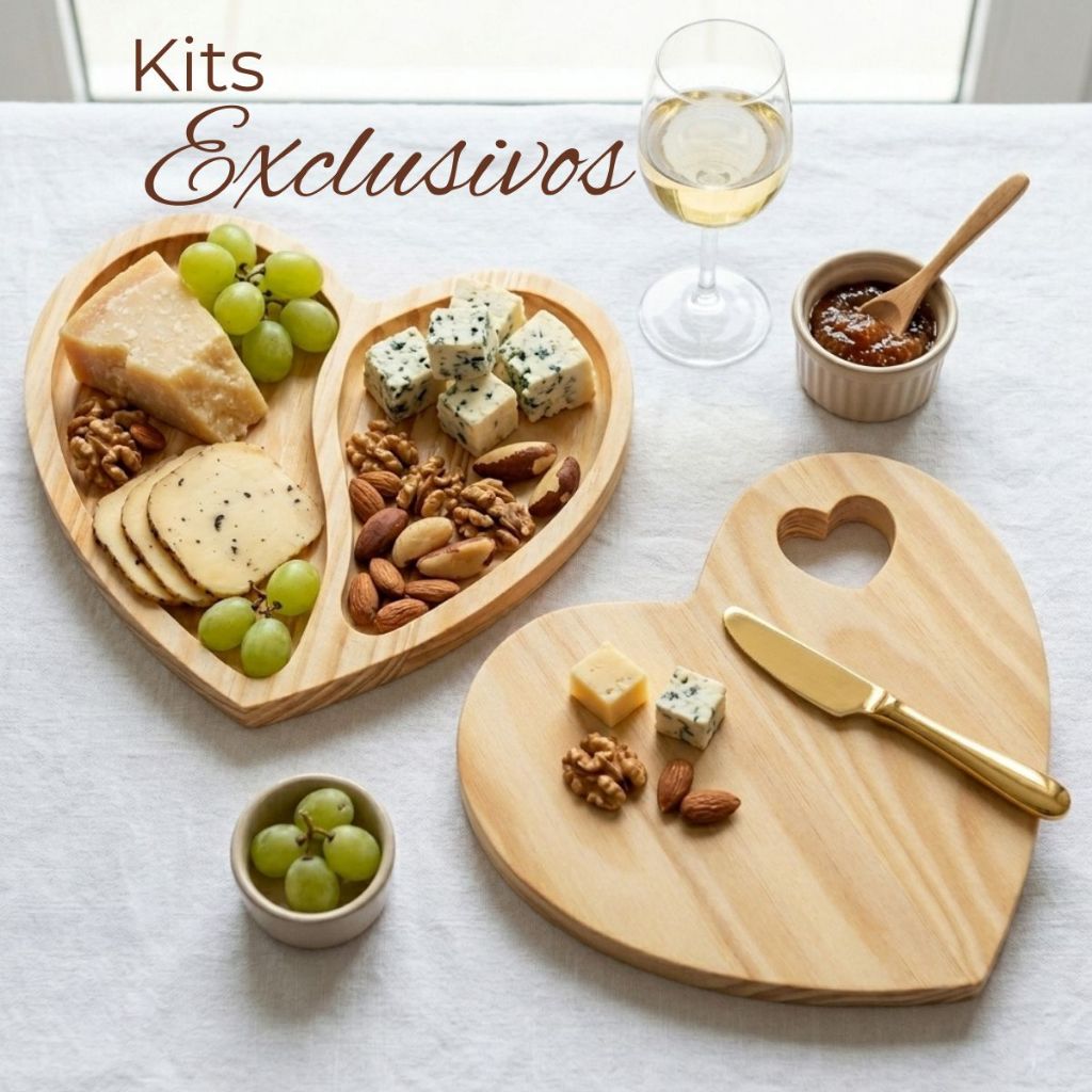 kit Petisqueira e Tabua de Madeira para Servir e Decorar - Decoração Afetiva - Presente Criativo